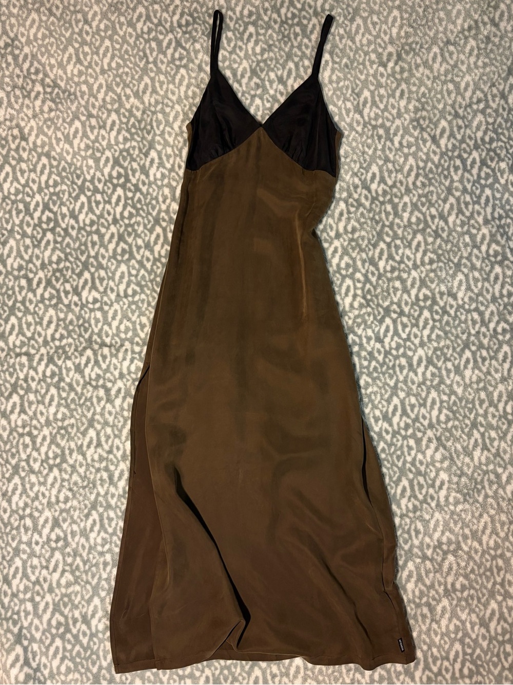 Afends Brown Maxi Slip Dress with Black Bust
